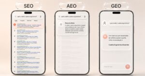 qual a diferença entre SEO, GEO e AEO: